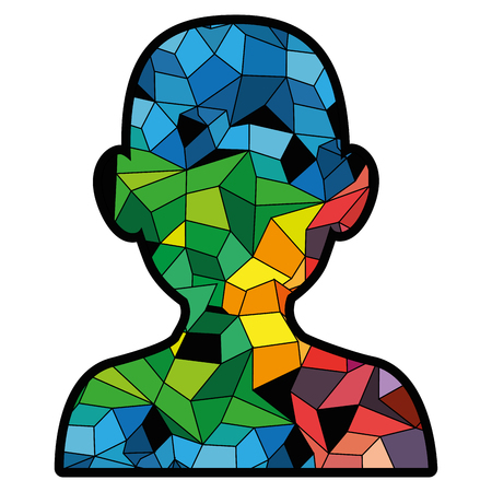 Colorful head with abstract shapes icon over white background vector illustrationのイラスト素材