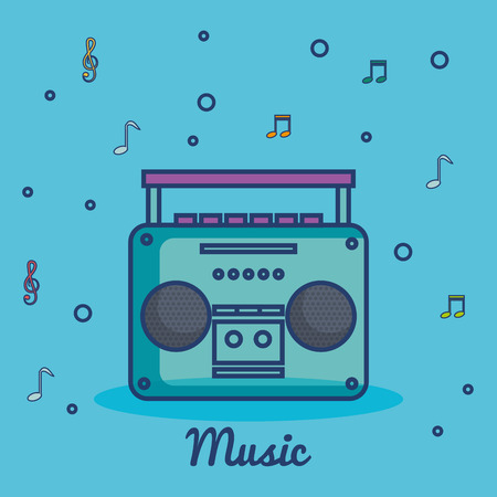 Music player over blue background vector illustrationのイラスト素材