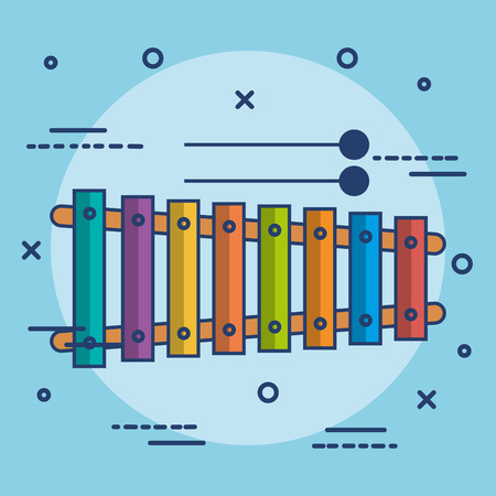 Colorful xylophone over blue background vector illustrationのイラスト素材
