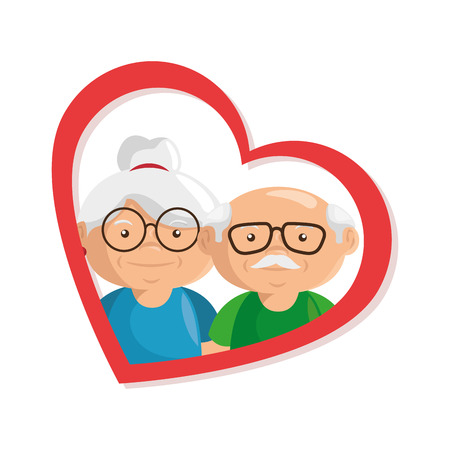 heart with couple of grandparents  icon over white background colorful design vector illustrationのイラスト素材
