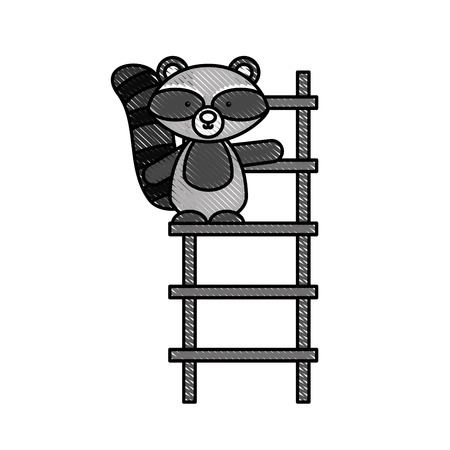 Animal raccoon cartoon icon vector illustration design doodleのイラスト素材