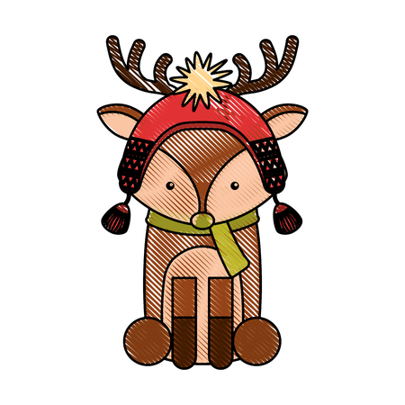 Animal reindeer cartoon icon vector illustration design doodleのイラスト素材