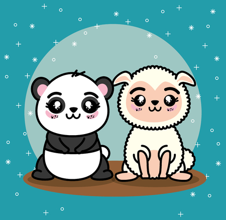 Cute and lovely animals cartoon vector illustration graphic designのイラスト素材
