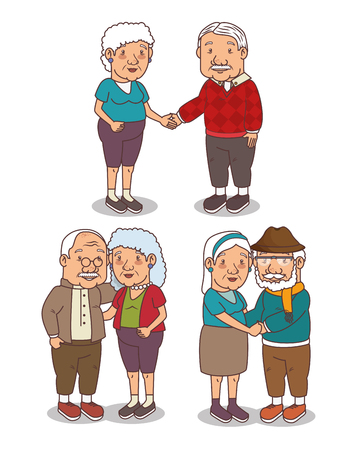 Set of grandparents cartoon vector illustration graphic designのイラスト素材