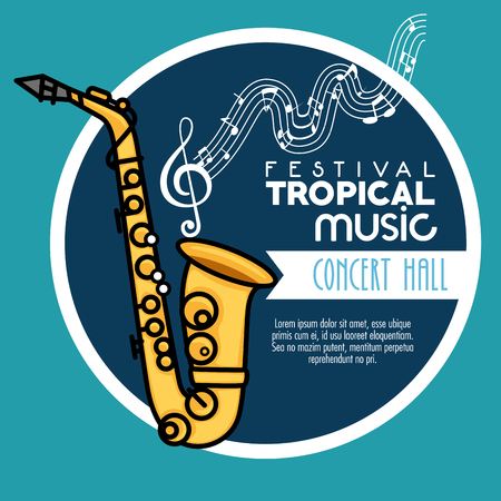 poster festival tropical music in a concert hall vector illustration graphic designのイラスト素材