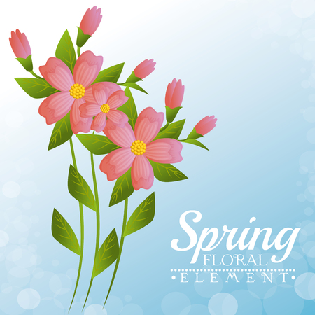 Floral Spring Graphic Design with colorful flowers vector illustration graphic designのイラスト素材
