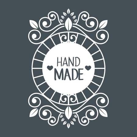 vintage hand made logotypes and labels craft knitting art labels tags with lettering vector illustration graphic designのイラスト素材