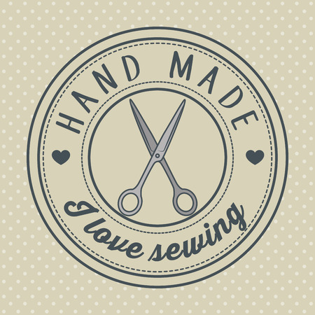 vintage hand made logotypes and labels craft knitting art labels tags with lettering vector illustration graphic designのイラスト素材