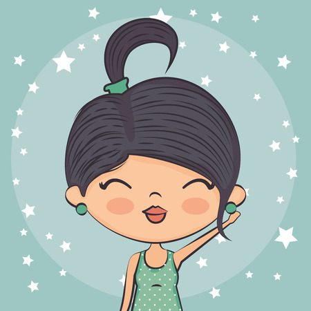 cute half body girl vector illustration graphic designのイラスト素材