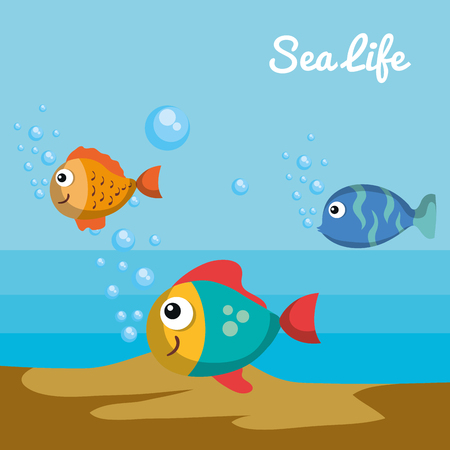 Sea life design with fish overe blue background vector illustrationのイラスト素材