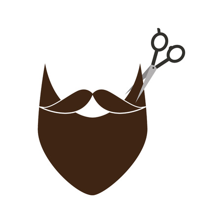 barbershop scissor with mustache style hipster vector illustration designのイラスト素材