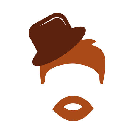 hair hipster style with gentleman hat model vector illustration designのイラスト素材