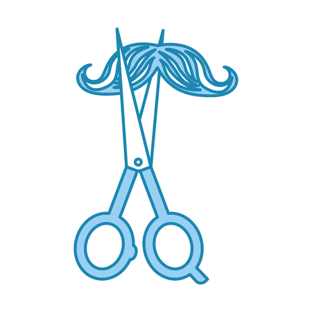 barbershop scissor with mustache style hipster vector illustration designのイラスト素材