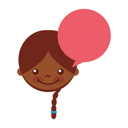 cute girl with speech bubble character icon vector illustration designのイラスト素材