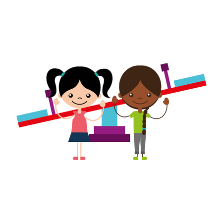 cute kids in childish games characters icon vector illustration designのイラスト素材