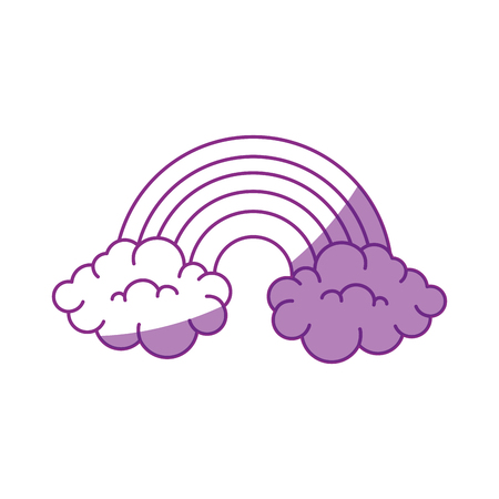 rainbow with clouds icon over white background vector illustrationのイラスト素材