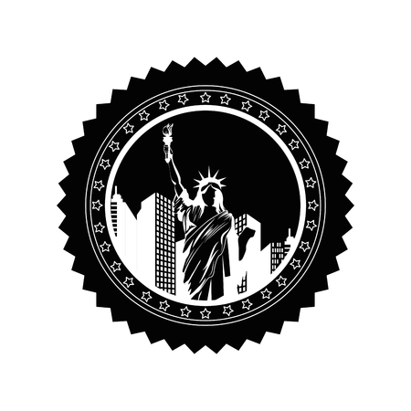 button with liberty statue icon over white background vector illustrationのイラスト素材