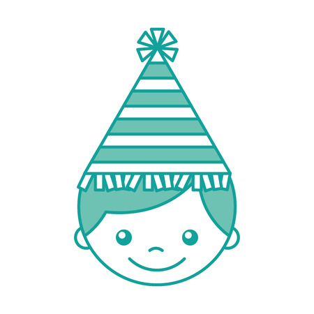 cute boy with party hat character vector illustration designのイラスト素材