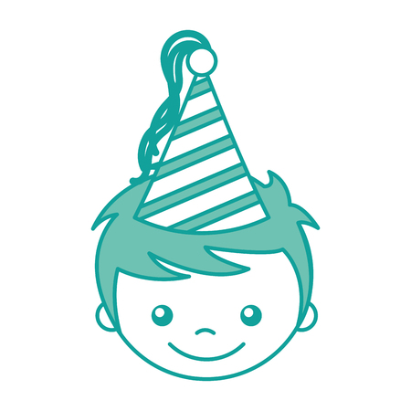 cute boy with party hat character vector illustration designのイラスト素材