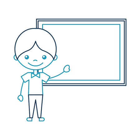 cute boy with chalkboard character icon vector illustration designのイラスト素材