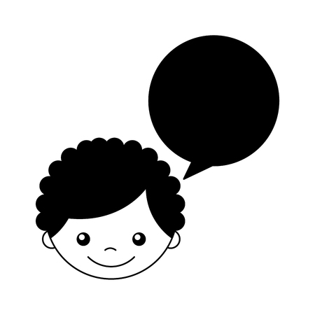 cute boy with speech bubble character vector illustration designのイラスト素材