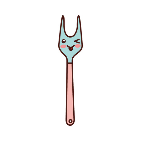Fork Cutlery kawaii character vector illustration design.のイラスト素材