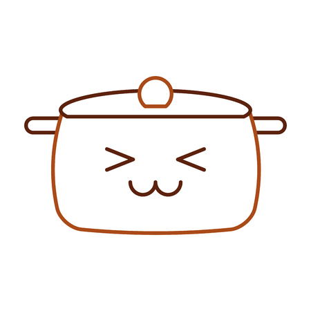 Kitchen pot kawaii character vector illustration design.のイラスト素材