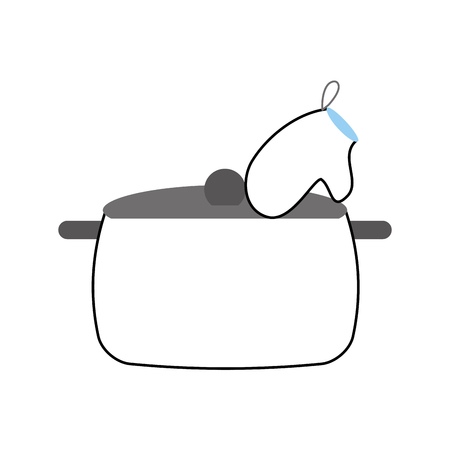 kitchen pot with glove vector illustration designのイラスト素材