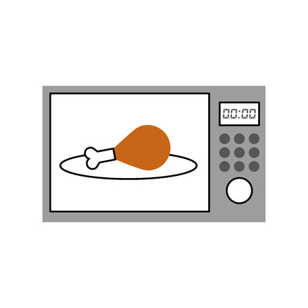 oven microwave with delicious chicken meat icon vector illustration designのイラスト素材