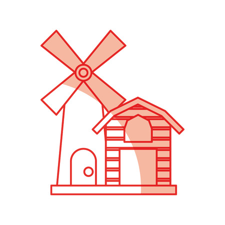 farm stable building with windmill vector illustration designのイラスト素材