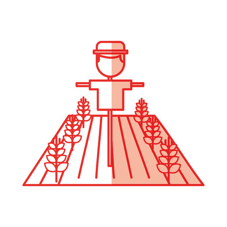 farm scarecrow with Wheat crop vector illustration designのイラスト素材