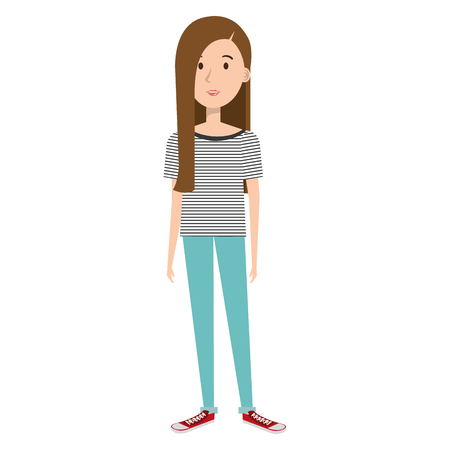 A beautiful and young woman character vector illustration design.のイラスト素材