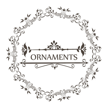 Ornaments sign with ornamental border and round frame over white background vector illustrationのイラスト素材