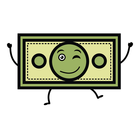 bill dollar kawaii character vector illustration designのイラスト素材