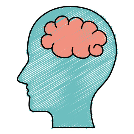human profile with brain icon vector illustration designのイラスト素材
