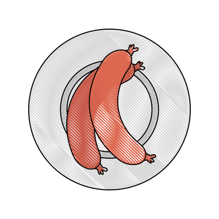 dish with sausage icon over white background colorful design vector illustrationのイラスト素材