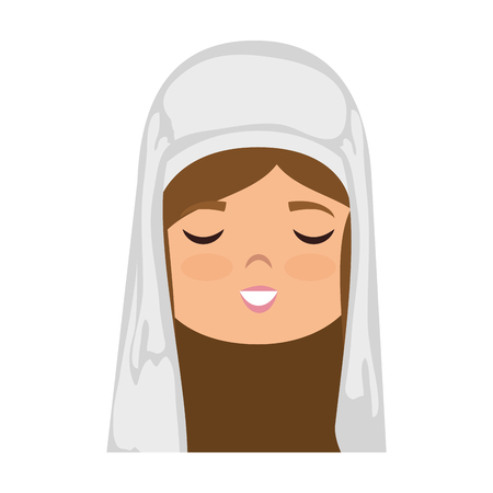 cartoon virgin mary face icon over white background colorful design vector illustrationのイラスト素材