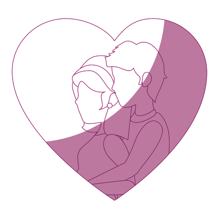 heart with couple in love icon over white background vector illustrationのイラスト素材
