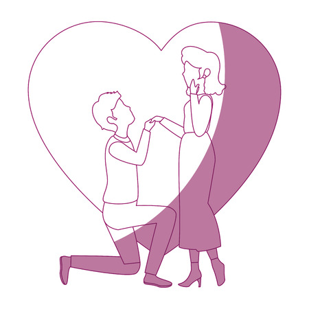 heart with couple in love icon over white background vector illustrationのイラスト素材