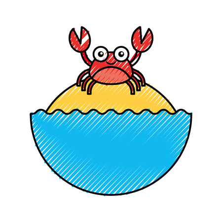 cute crab sealife character vector illustration designのイラスト素材