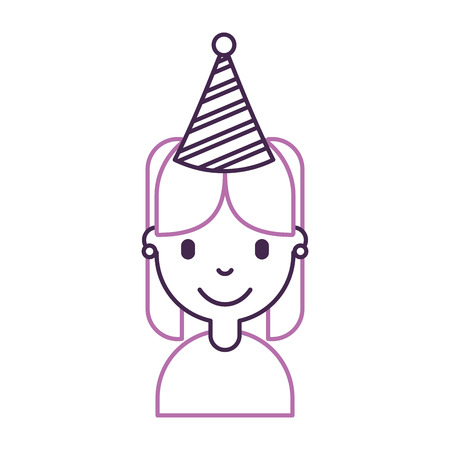 cute young girl with party hat avatar character vector illustration designのイラスト素材