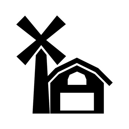 farm stable building with windmill vector illustration designのイラスト素材