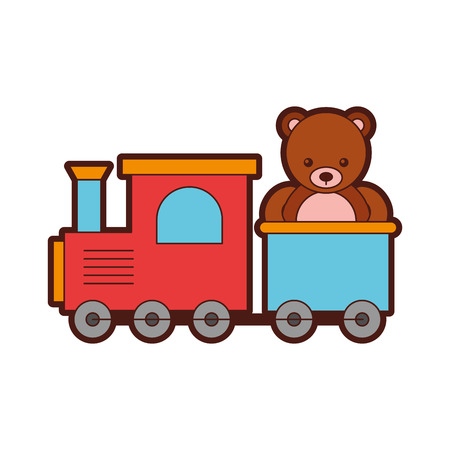 cute bear teddy with train vector illustration designのイラスト素材