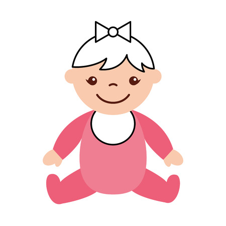 cute girl baby avatar character vector illustration designのイラスト素材