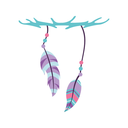 Boho style decorative feathers vector illustration designのイラスト素材