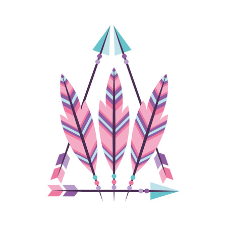 Decorative arrows with feathers boho style vector illustration designのイラスト素材