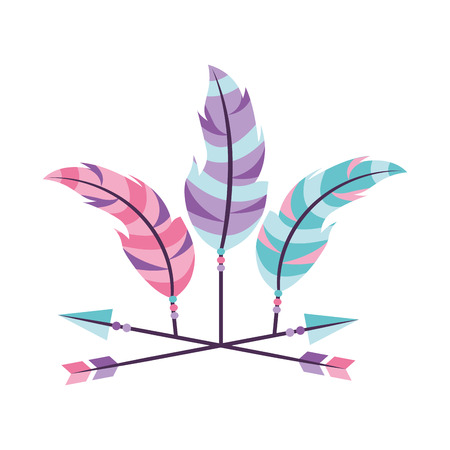 Decorative arrows with feathers boho style vector illustration designのイラスト素材