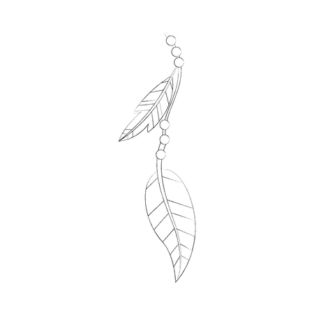 Boho style decorative feather vector illustration designのイラスト素材