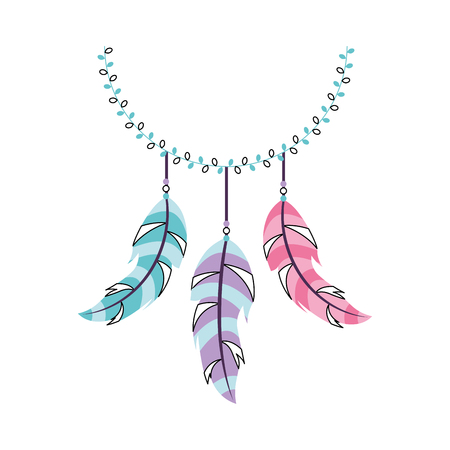 Boho style decorative feathers vector illustration designのイラスト素材