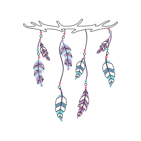 Boho style decorative feathers vector illustration designのイラスト素材